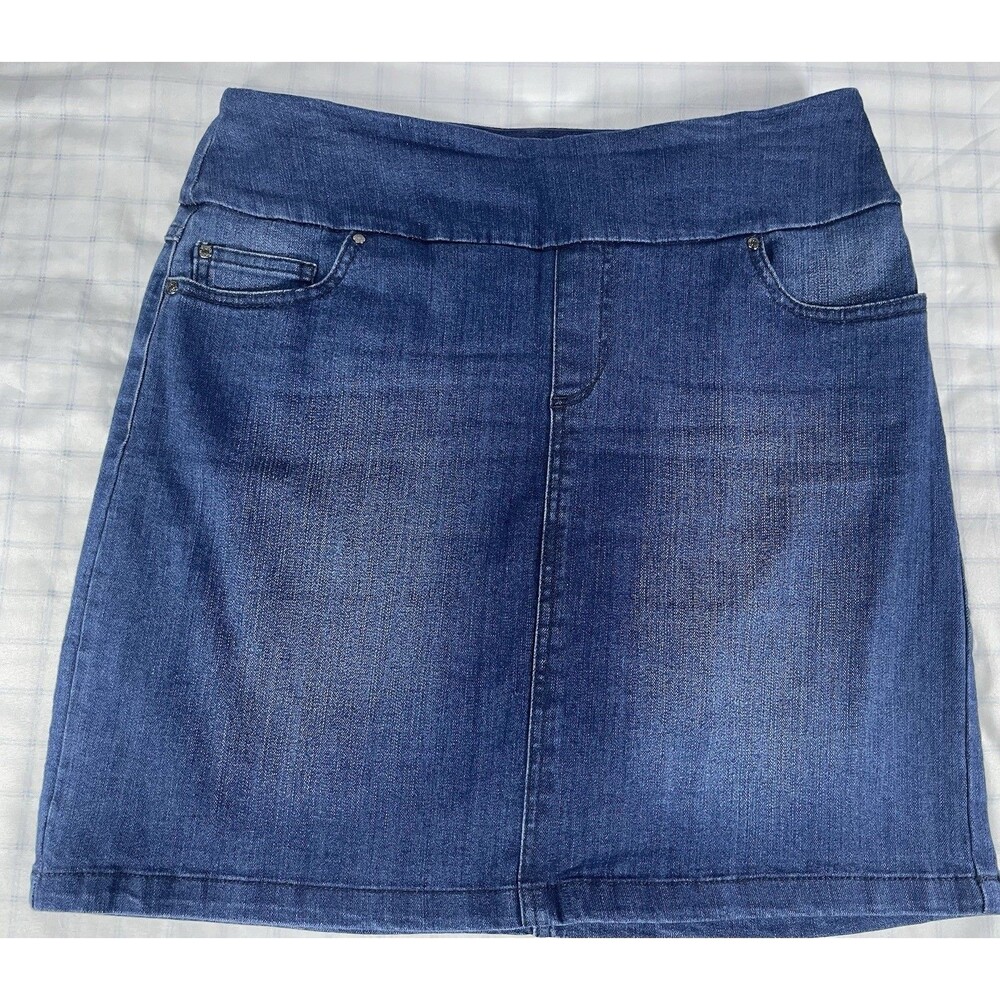 S.C. & CO. Womens Denim Skort Stretch Pull On Dark Wash Blue Size Small S 18" L